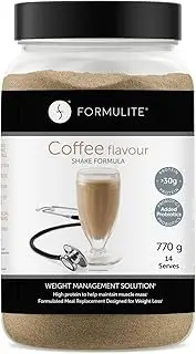Formulite Meal Replacement Shake Tub 770g, High Protein, Low Sugar Meal Replacement Shake Powder for Men and Women. VLCD Whey Protein Concentrate (from Milk) - Coffee