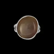 Size 9 - Vintage 925 Sterling Silver Oval Smoky Quartz Cabochon Ring, Simple...