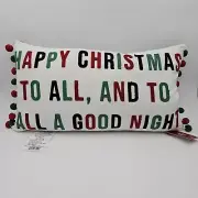 Sheffield Home Holiday Throw Pillow 23" x 13" Duck Feathers, "Happy Christmas.."