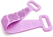 Silicone Back Scrub, Bath Shower Body Brush Double Side Exfoliating Belt, Body Wash Body Scrubber Belt Dead Skin Remover Tool for Men Women (Purple)