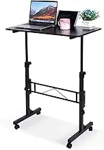 Standing Desk Adjustable Height, Mobile Stand Up Desk with Wheels Small Computer Desk Rolling Desk, Portable Laptop Desk Black Standing Table Sit Stand Home Office Desks, Height 70-110CM (Black)