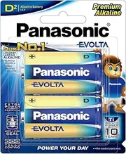Panasonic Evolta D Premium Alkaline Batteries, 2-Pack (LR20EG/2B)