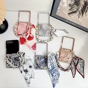 Phone Case For Samsung Galaxy Z Flip 7 Z Flip 6 Z Flip 5 Z Flip 4 Z Flip 3 Back Cover with Lanyard Shockproof Flower Floral