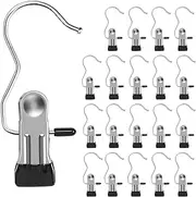 20Pcs Pant Hangers with Clips,Legging Hangers,Jean Hanger,Hanger with Clips for Hanging Jeans Hats Boots Towels (Black)