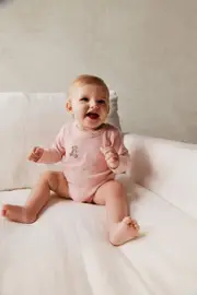 [Cotton On Kids] Cotton On Kids - Organic Pointelle Long Sleeve Bubbysuit - Zephyr/loved TEENY ZEPHYR/LOVED