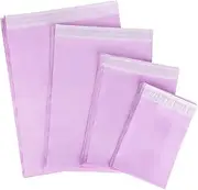 NOTEZMATE 100pcs Plastic Parcel Bags,Mixed 4 Sizes Postage Bags Self Seal Packing Tamper-Proof Poly Postage Mail Sacks Envelopes Mailers to Assorted Mailers Posting Shipping Post,Baby Pink