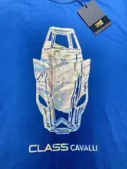 NWT Roberto Cavalli t-shirt Class Cavalli Men’s size XL Blue with SIlver