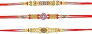[Tuelip] Pack of 3 Rakhi for Brother on Raksha bandhan with Fancy Stone & Multicolor Beads Designer Traditional Rakhi Thread