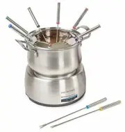 Electric Stainless Steel 8-Cup Chocolate Fondue Set w/ Color-Coded Forks