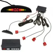 Car LED Parking Reverse Backup Radar System with Backlight Display + 4 Sensors Red
