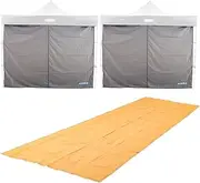 2 x Adventure Kings Gazebo Side Wall 2.85x2.85m + Camping Mesh Flooring 6x3m Woven