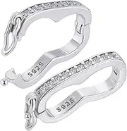Beebeecraft Rhodium Plated 925 Sterling Silver Necklace Shortener Clasp 2Pcs Peanut Pearl Enhancer Push Clip Clasp Connectors for Jewelry Making