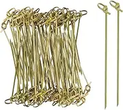 200 PCS Bamboo Knot Skewers for Apizers and Drinks, 4.7 Inch Natural Bamboo Toothpicks for Fruit and Charcuterie Garnish, Mini Food Sticks for Party Supplies