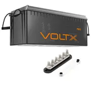 VoltX 12V 300Ah Lithium Battery + Bus Bar M8 Power Distribution Terminal Block (6 GANG 300A Black)