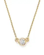 Diamond Bezel Pendant Necklace in 14K Yellow Gold, 0.25 ct. t. w.