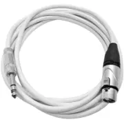 10 Foot XLR Female to 1/4 Inch TRS Patch Cable - Balanced White Audio Cord