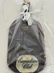 Canadian Club Whiskey Hand Blown Fused Glass Flat Bottle Cheese Tray Platter