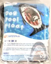 DOG POOL FLOAT 59 X 27 X 4 Doggie SHARK Floatie Inflatable for Dogs