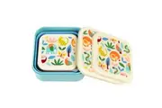 3pc Rex London Kids Plastic Snack Lunch Box Storage Square Set Wild Wonders