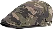 [LAIFEKE] Mens Camouflage Flat Cap Adjustable Newsboy Hats Casual Duckbill Cap Driving Cap