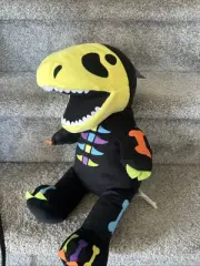 Build-A-Bear BAB Workshop Skeleton Dino Dinosaur Halloween Stuffed Plush Black