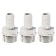 Hose Barb Fitting 15mm Barbed G3/4 Male Thread, 3 Pack Pipe Connector, Grey