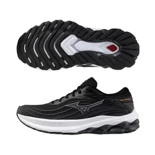 【MIZUNO 美津濃】慢跑鞋 女鞋 運動鞋 緩震 一般型 SKYRISE女慢跑鞋 黑白 J1GD240924