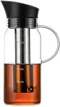 Kitchen Brewing Glass Carafe with Removable Stainless Steel Filter, Brewer with Scale Coffee Pots