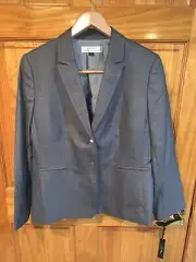 NWT Tahari Arthur S Levine Classics Jacket Snap Button Front Sz 16 Gray Abraham