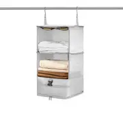 Foldable Storage Shelf Travel Packing Cube Portable Hanging Wardrobe Clothes Organizer-Grey