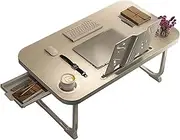 Laptop Bed Table with Storage Drawer,Portable Laptop Bed Tray Desk,Lap Desk for Eating,Writing,Reading,Working on Bed/Couch/Sofa,L70CM Efficency