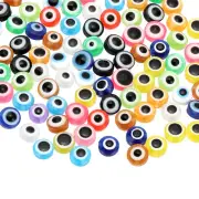 Evil Eye Beads, 65 Pcs 8mm Flat Round Evil Eye Charm, Multicolor