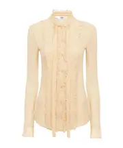 ruffled fitted blouse FR44,FR40 light sand color