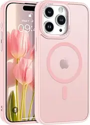 [VENINGO] iPhone 14 Pro Max Case, Comfortable and Skin-Friendly Frosted Translucent Back Phone Cover Compatible with Magsafe, Anti-Fingerprint Matte Case for iPhone 14 Pro Max 6.7 Inch, Pink