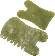 EXQUIMEUBLE 2pcs Board Set Natural Jade Facial Massage Tools for Face Skin Essential Scraper for Relaxation and Wellness Smooth Finish Comfortable Grip present for Skincare Lovers