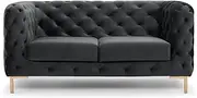 Daphine | 2-Seater Modern Opulent Velvet Sofa - Charcoal