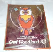 Vtg 80's EZE Form Faux Stained Glass Suncatcher Kit Woodland Owl AK-28
