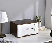 Solid Wood Desktop File Cabinet with Lock and Drawer, Rustic Wood Storage Box for Desktop Organization and Data Management