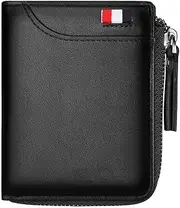 Fashion Men's Wallet RFID Short Coin Purse Leather Wallet with 8 Credit Card Slots, 1 Coin Pocket for Travel, Party, Wedding, Business,Black