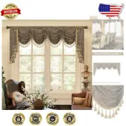 Antique Swag Window Valance 110"w x 45"l - Elegant Bronze Gold Jacquard Design