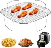 Air Fryer Rack Grilling Rack Stainless Steel Dehydrator Rack Multi-Purpose Cooking Rack Toast Rack Air Fryer Accessories Sturdy Square Rack Dishwasher Safe for Air Fryer Baking