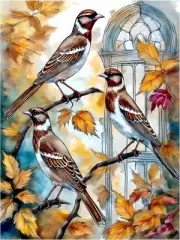Tile Mural Three Birds on a Branch Kitchen Bathroom Shower Wall Art Backsplash