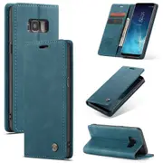 CaseMe Samsung Galaxy S8 Classic PU Leather Folio Case Cover Skin [Teal Green]