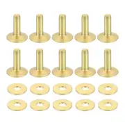 25 Set 12x4x12mm Solid Copper Rivets and Burrs Leather Fastener, Gold Tone