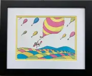 Dr. Seuss "Cat in the Hat Hot Air Balloon Ride" NEW FRAMED ART Spring