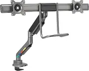 Kensington SmartFit Dual Monitor Arm with Crossbar and Easy-Grip Handle for 2 Screens Up to 32 Inch 19.8lbs, Gas Spring Height-Adjustable C-clamp or Grommet Monitor Mount with Max VESA 75/100mm