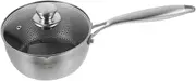 MUSISALY Stainless Steel Honeycomb Pan Non Stick Metal Saucepan with Ergonomic Handle Kitchen Cooking Pot with Lid for Everyday Use and Frying Eggs