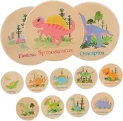Kisangel 24pcs Dinosaur Matching Game Wooden Memory Matching Game for Educational for Cognitive Development Enhancement Fun Preschool Learning Activity