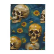 Van Gogh Skull Flower Arctic Fleece Blanket