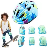 Kids Knee Pads and Elbow Pads | Roller Skating Protective Gear Hard Hat,Adjustable Child Protection, Skateboard Accessories for Inline Skating, Cycling, Rollerblading